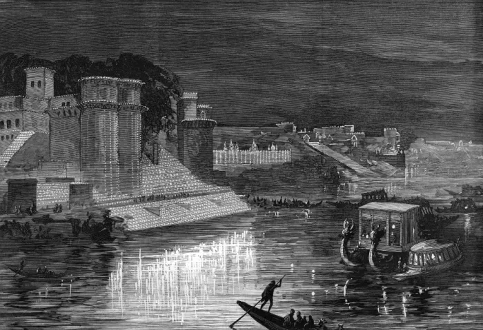 Framed Print : Royal visit to India: illuminations at Benares 1876 Framed Print : Royal visit to India: illuminations at Benares 1876