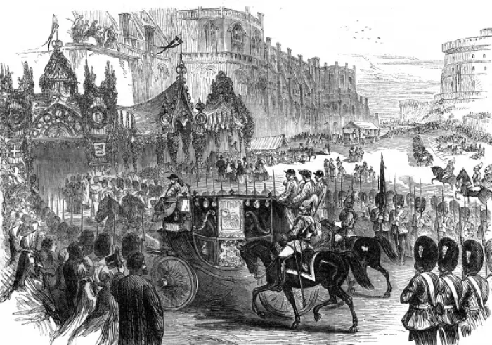 Framed Print : Royal wedding 1863 - leaving Windsor Castle Framed Print : Royal wedding 1863 - leaving Windsor Castle
