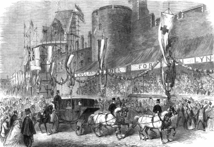 Framed Print : Royal wedding 1863 - passing the curfew tower at Windsor Framed Print : Royal wedding 1863 - passing the curfew tower at Windsor