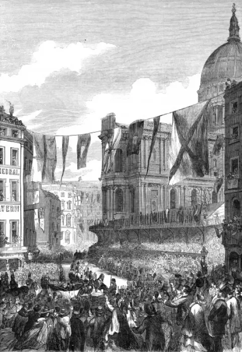 Framed Print : Royal wedding 1863 - procession entering St Pauls Churchyar Framed Print : Royal wedding 1863 - procession entering St Pauls Churchyar