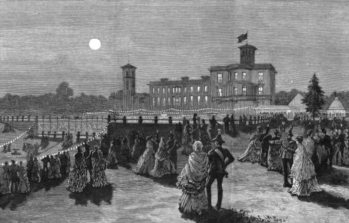 Framed Print : Royal Wedding 1885 -- grounds of Osborne House, evening Framed Print : Royal Wedding 1885 -- grounds of Osborne House, evening