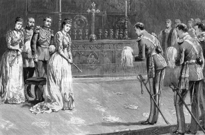 Framed Print : Royal Wedding 1891 - arrival of the bridegroom Framed Print : Royal Wedding 1891 - arrival of the bridegroom