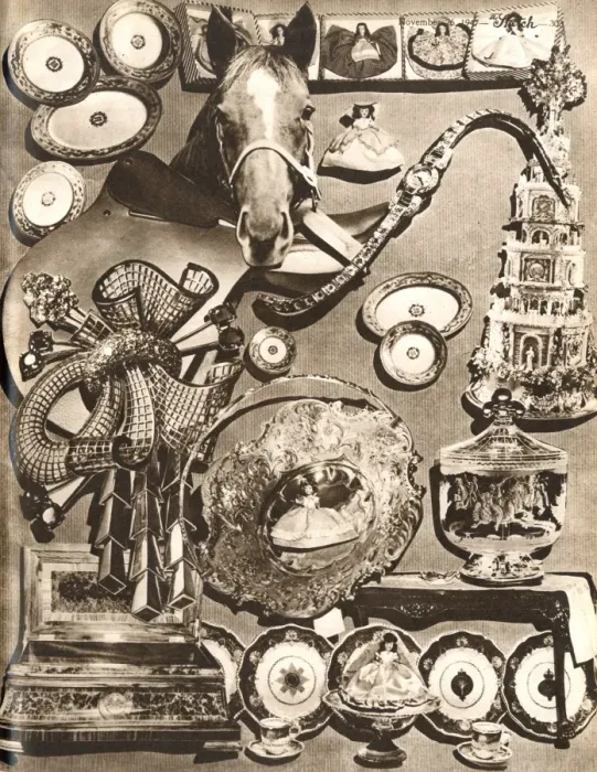 Framed Print : Royal Wedding 1947 - selection of presents Framed Print : Royal Wedding 1947 - selection of presents