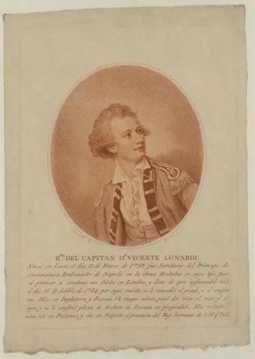Framed Print : Rto. del Capitan dn. Vincente Lunardi. Nacio en Lucca el dia Framed Print : Rto. del Capitan dn. Vincente Lunardi. Nacio en Lucca el dia