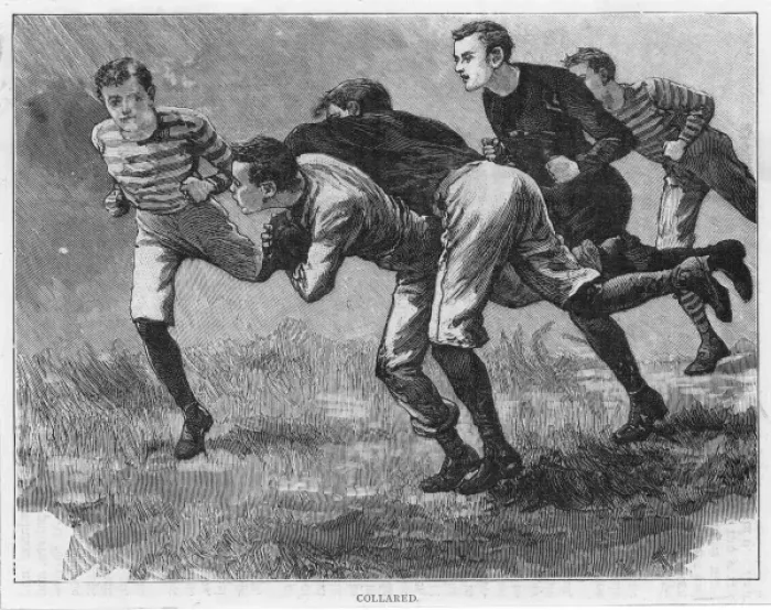 Framed Print : Rugby Tackle 1892 Framed Print : Rugby Tackle 1892
