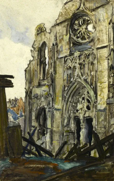 Framed Print : Ruined church in Peronne, northern France, WW1 Framed Print : Ruined church in Peronne, northern France, WW1