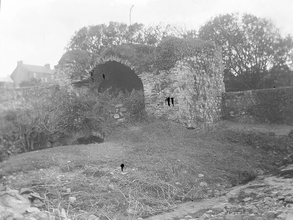 Ruined defences near a fishpond, St Davids, South Wales