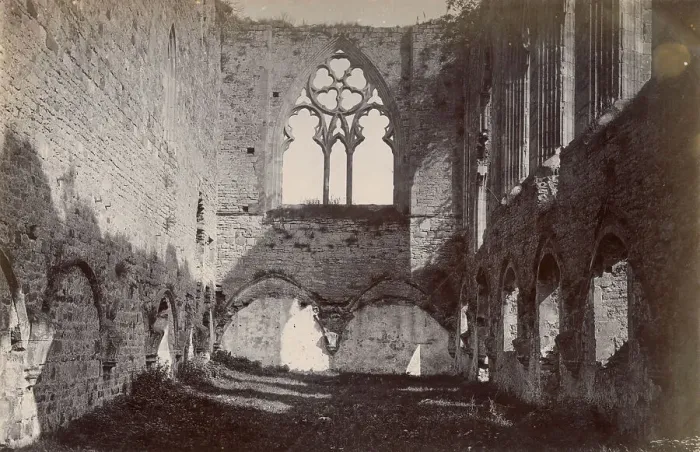 Framed Print : Ruined medieval building with large gothic window, North Wales Date: circa 1889 Framed Print : Ruined medieval building with large gothic window, North Wales Date: circa 1889