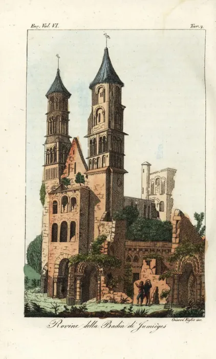 Framed Print : Ruins of Jumieges Abbey, 1800s Framed Print : Ruins of Jumieges Abbey, 1800s