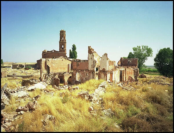 Ruins in landscape, Belchite, Spain