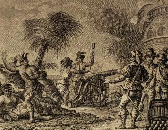 Framed Print : The ruler of Hornos island is surprised by the firing of a c Framed Print : The ruler of Hornos island is surprised by the firing of a c
