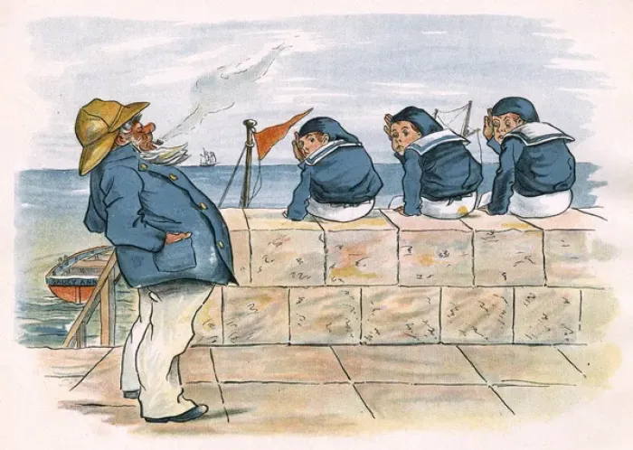 Framed Print : Three runaway schoolboys enlisted by an old salt sea captain Framed Print : Three runaway schoolboys enlisted by an old salt sea captain