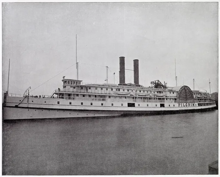 Framed Print : Running daily from New York to Fall River the elegant and luxurious steamer. Date: circa 1895