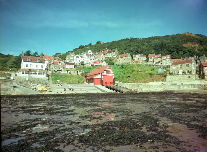 Framed Print : Runswick Bay - Village from beach Framed Print : Runswick Bay - Village from beach