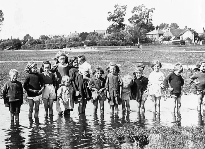 Framed Print : Rural children playing Victorian period Framed Print : Rural children playing Victorian period