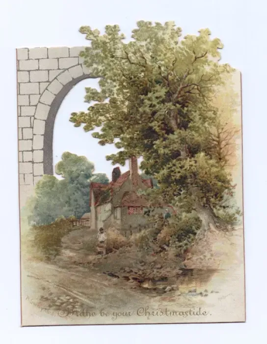 Framed Print : Rural scene on a Christmas card Framed Print : Rural scene on a Christmas card
