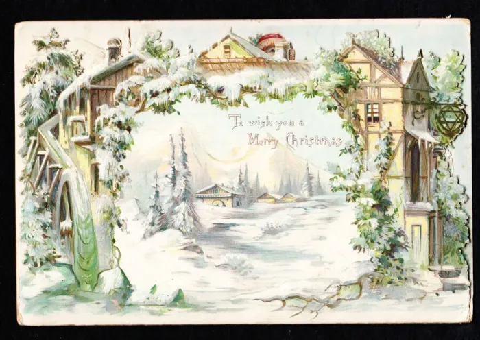 Framed Print : Rural snow scene on a Christmas card Framed Print : Rural snow scene on a Christmas card