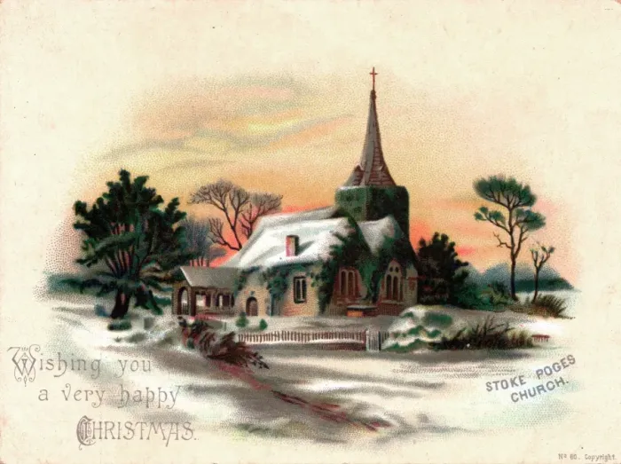 Framed Print : Rural snow scene with church on a Christmas card Framed Print : Rural snow scene with church on a Christmas card