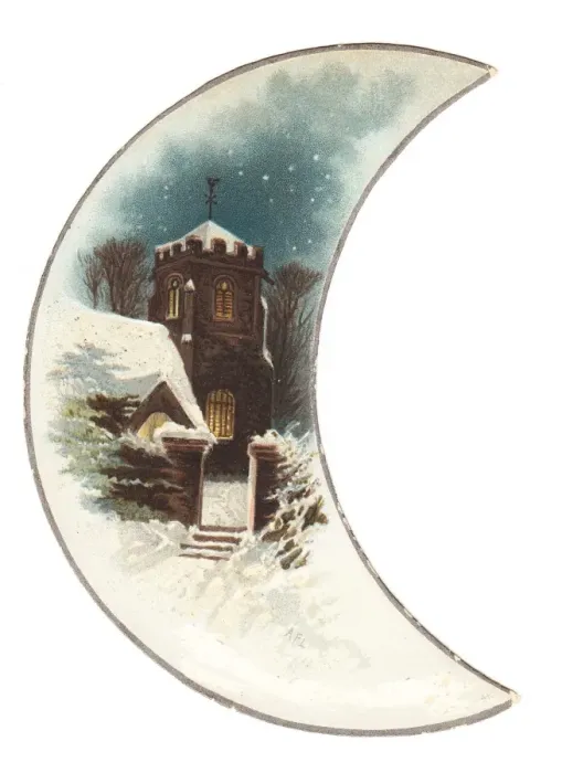 Framed Print : Rural snow scene with church on a Christmas card Framed Print : Rural snow scene with church on a Christmas card
