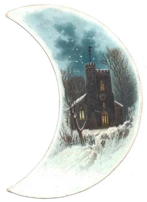 Framed Print : Rural snow scene with church on a Christmas card Framed Print : Rural snow scene with church on a Christmas card