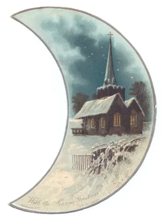 Framed Print : Rural snow scene with church on a Christmas card Framed Print : Rural snow scene with church on a Christmas card