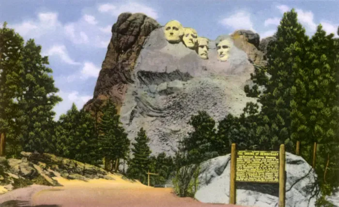 Framed Print : Rushmore and Sign Framed Print : Rushmore and Sign