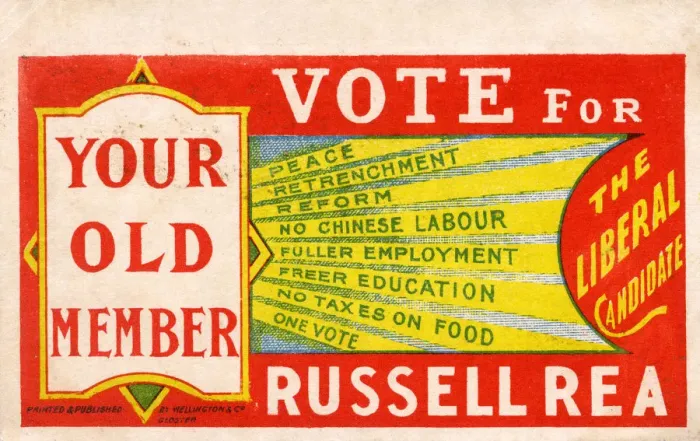 Framed Print : Russell Rea - Promotional Political postcard (reverse) Framed Print : Russell Rea - Promotional Political postcard (reverse)