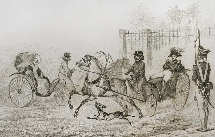 Framed Print : Russia. Droschki, small Russian carriage. Engraving Framed Print : Russia. Droschki, small Russian carriage. Engraving