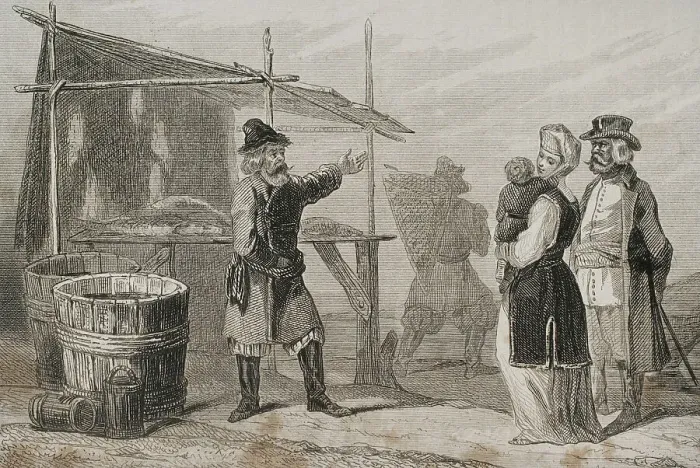 Framed Print : Russia. Fishermen of the Volga river. Engraving Framed Print : Russia. Fishermen of the Volga river. Engraving