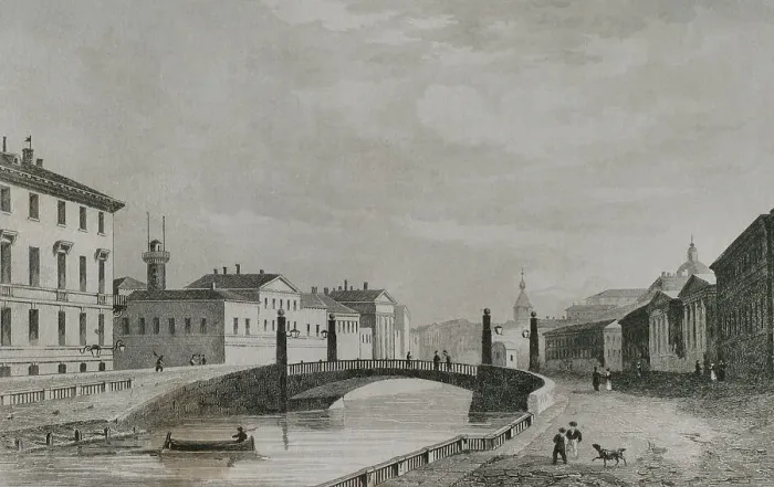 Framed Print : Russia, Saint Petersburg. Red Bridge. Engraving Framed Print : Russia, Saint Petersburg. Red Bridge. Engraving