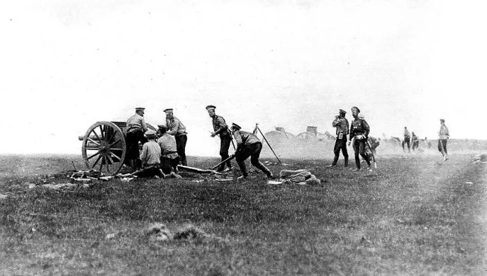 Framed Print : Russian artillery in action near Przemysl