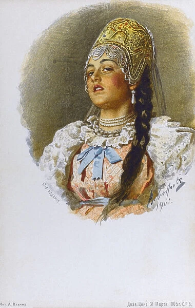 Russian Boyar girl - portrait by Bobroff