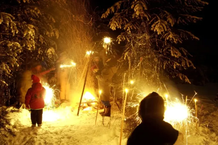 Framed Print : A Russian family celebrates New Year by a bonfire Framed Print : A Russian family celebrates New Year by a bonfire