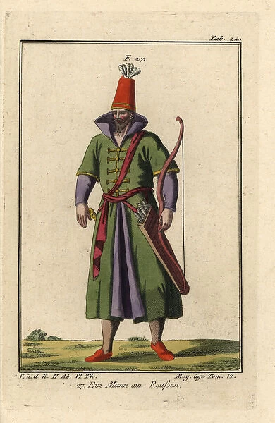 Russian man with bow and quiver of arrows