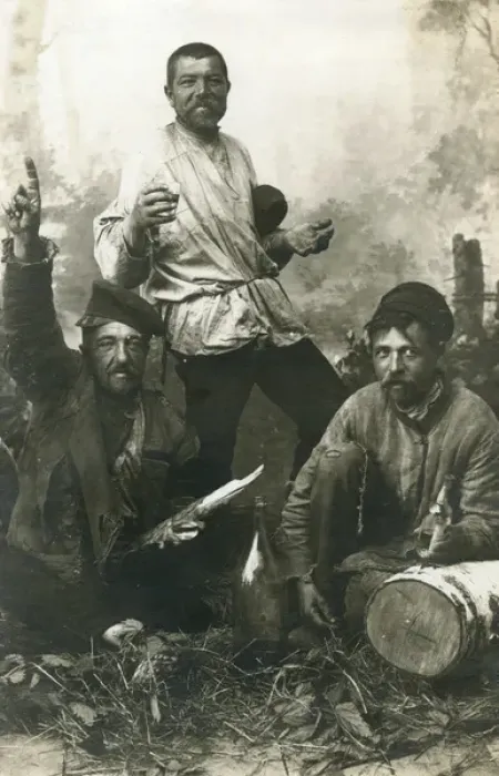 Framed Print : Three Russian men in a studio photo Framed Print : Three Russian men in a studio photo