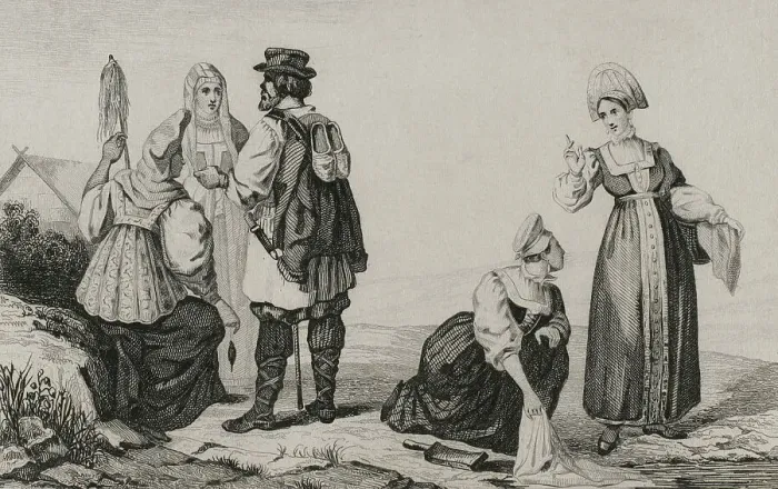 Framed Print : Russian peasants. Engraving, 19th century Framed Print : Russian peasants. Engraving, 19th century