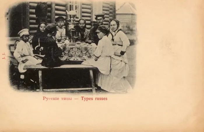 Framed Print : Russian Rural family gather around the Samovar Framed Print : Russian Rural family gather around the Samovar