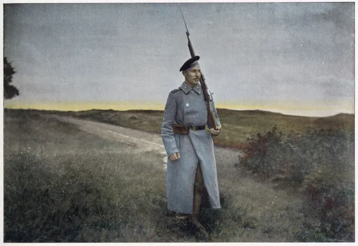 Framed Print : Russian sentinel on a lonely country road Date: 1890s Framed Print : Russian sentinel on a lonely country road Date: 1890s