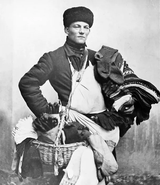 Framed Print : Russian stocking seller pre-1900 Framed Print : Russian stocking seller pre-1900