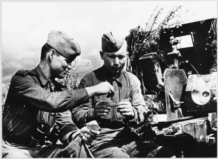 Framed Print : Russian Troops Smoking Framed Print : Russian Troops Smoking