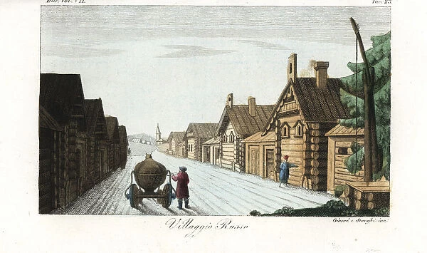 Russian village, 18th century, a single street
