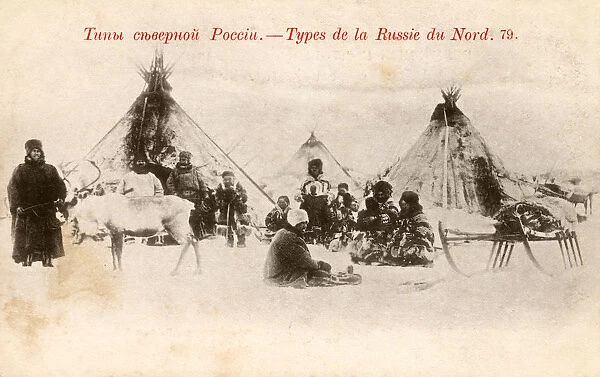 Russian village - Northern Siberia - tents and Reindeer