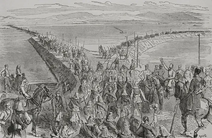 Framed Print : Russo-Turkish War (1877-1878). Bridge over Framed Print : Russo-Turkish War (1877-1878). Bridge over