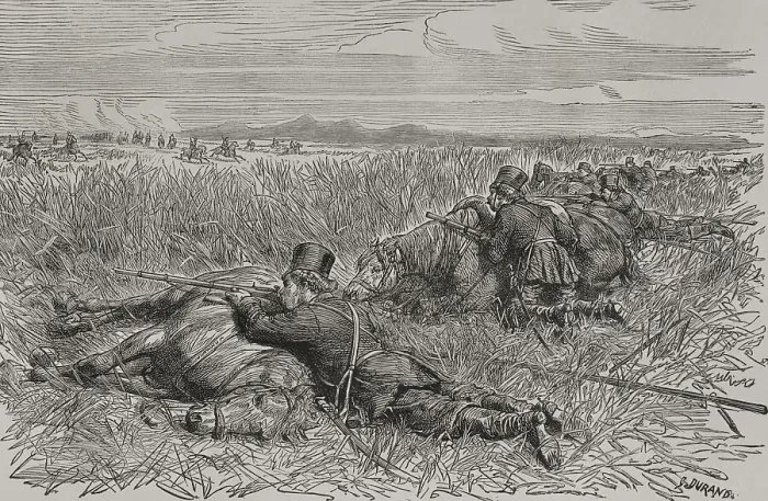 Framed Print : Russo-Turkish War (1877-1878). Cossack ambush Framed Print : Russo-Turkish War (1877-1878). Cossack ambush