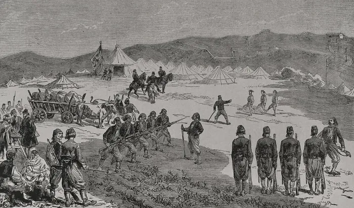 Framed Print : Russo-Turkish War (1877-1878). Volunteers camp Framed Print : Russo-Turkish War (1877-1878). Volunteers camp