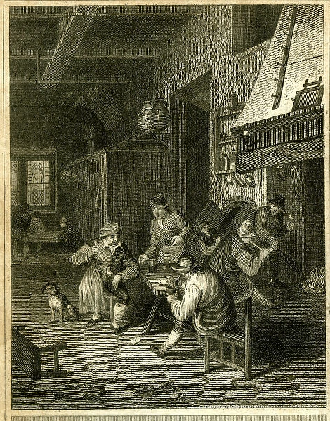 Rustic Amusement -- people in an inn.. 1829