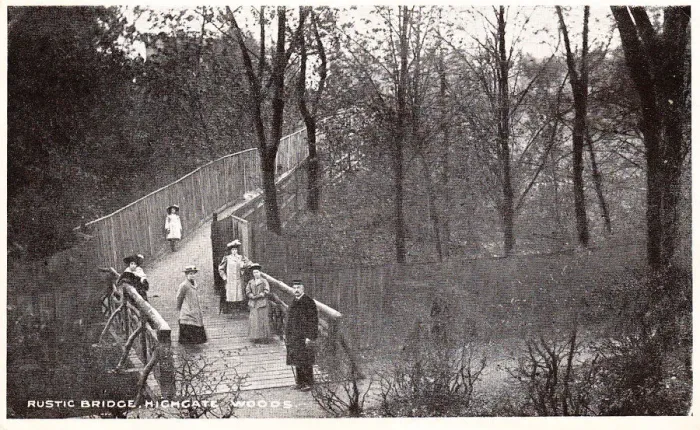 Framed Print : Rustic bridge in Highgate Woods, North London