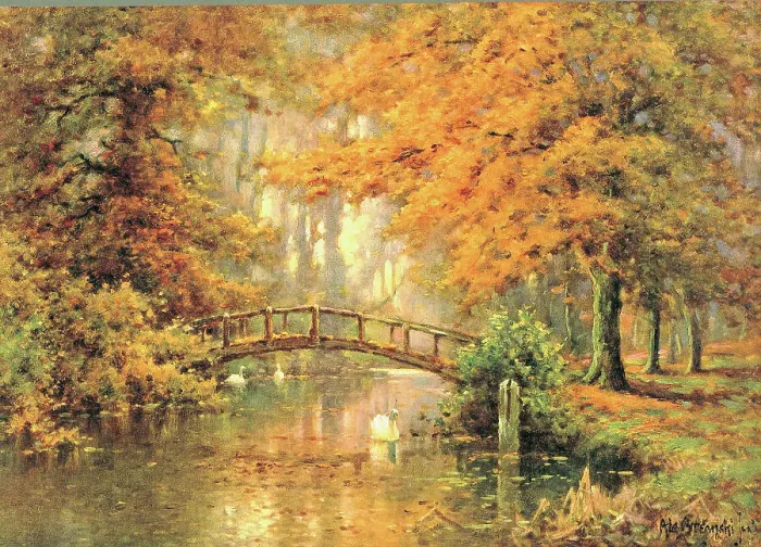 Framed Print : The Rustic Bridge Landscape scene Oil painting Framed Print : The Rustic Bridge Landscape scene Oil painting