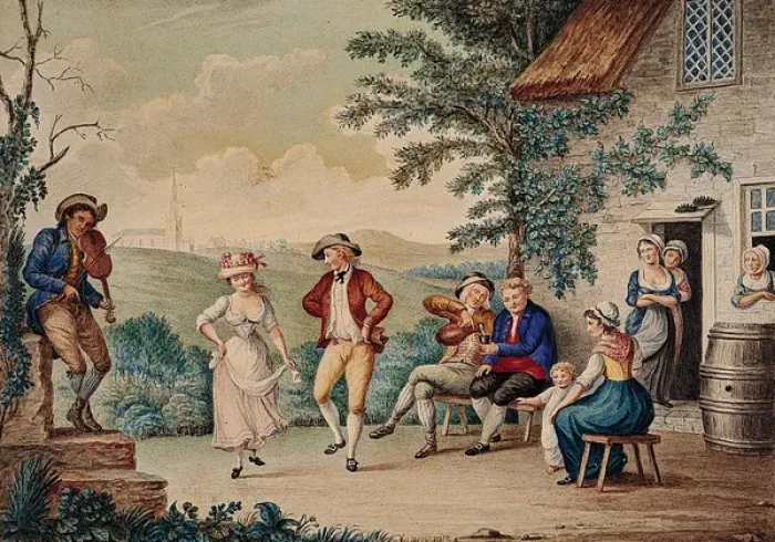 Framed Print : Rustics Outside an Inn Framed Print : Rustics Outside an Inn