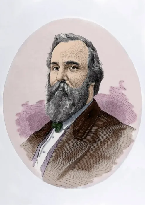 Framed Print : Rutherford B. Hayes (1822-1893). Engraving. Colored Framed Print : Rutherford B. Hayes (1822-1893). Engraving. Colored